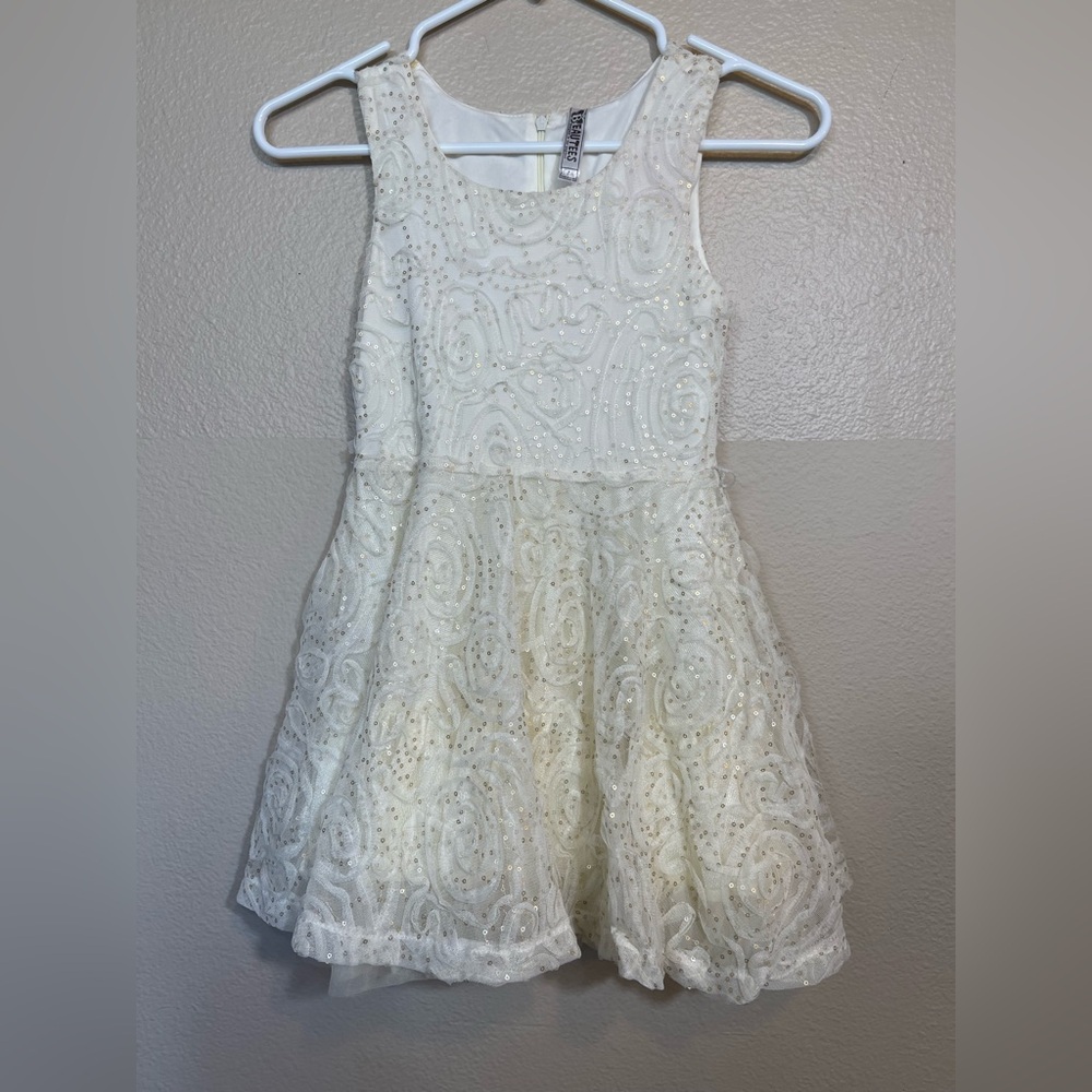 Cream Swirl Textured Kids Dress Girls 7